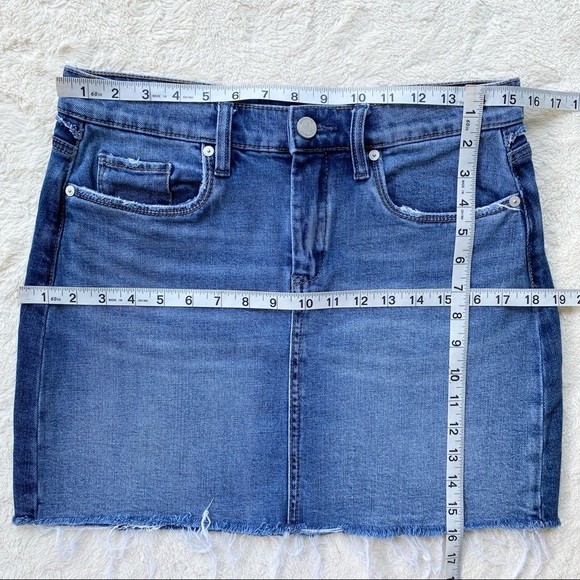 Bank NYC two faced color block denim mini skirt cut off raw frayed hem 28 - Picture 5 of 12